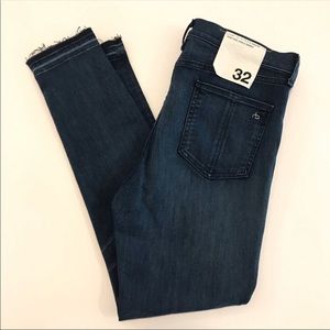 Rag & bone high rise ankle skinny raw hem jean